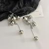 Long Tassels Round Metal Ball Pendant For Women European American Style Dangle Earrings Party Jewelry