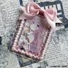 1 Pièce 3 Pouces Volant Kpop Porte-Présentation de Photocard Doux Mode Coréenne Nœud Housse de Protection pour Carte Photo Fournitures Étudiant Cadeau