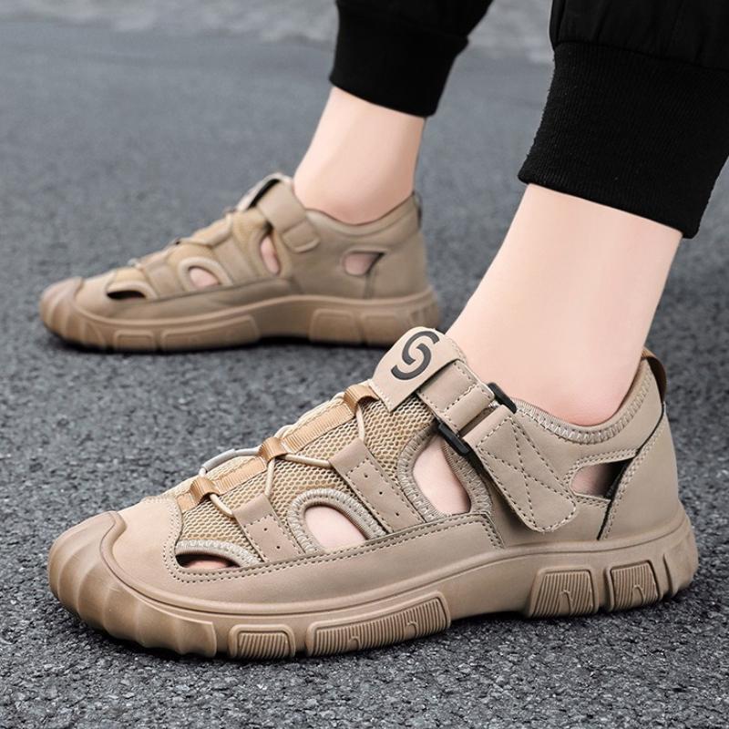 Hochwertige Herren-Mesh-Sandalen Mode Herren Sommer Wasserdichter Schuh Herren Atmungsaktive Outdoor-Freizeit-Slipper Rutschfester Strandschuh