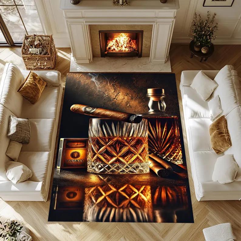 Cheers Carpet Whiskey Glass Champagne Rug Alcohol Mat Spirits Runner Drink Art Wine Rug Beer Art Aqua Vitae Gift Drinking Room