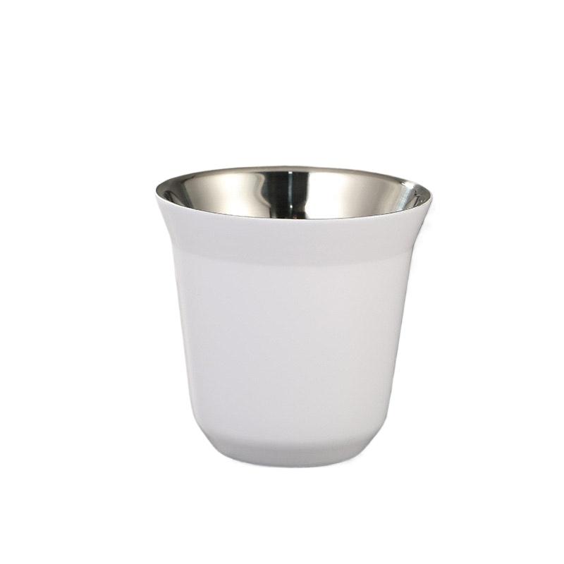 

Summer New Simple Flat Bottom Cup Stainless Steel Double-layer Inner Tank Capsule Coffee Cup High-grade Solid Color Water Cup 80ml белый