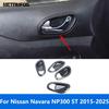 For Nissan Navara NP300 ST 2015- 2024 2025 Carbon Fiber Ide Door Handle Bowl Cover Trim Interior Accessories Car Styling
