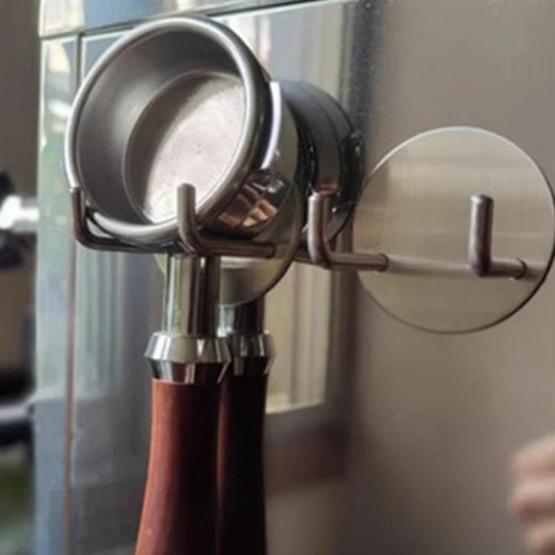2Pcs Coffee Bottomless Portafilter Wall Rack Self-adhesive Coffee Bottom Filter Holder Tools Cafe Accessories