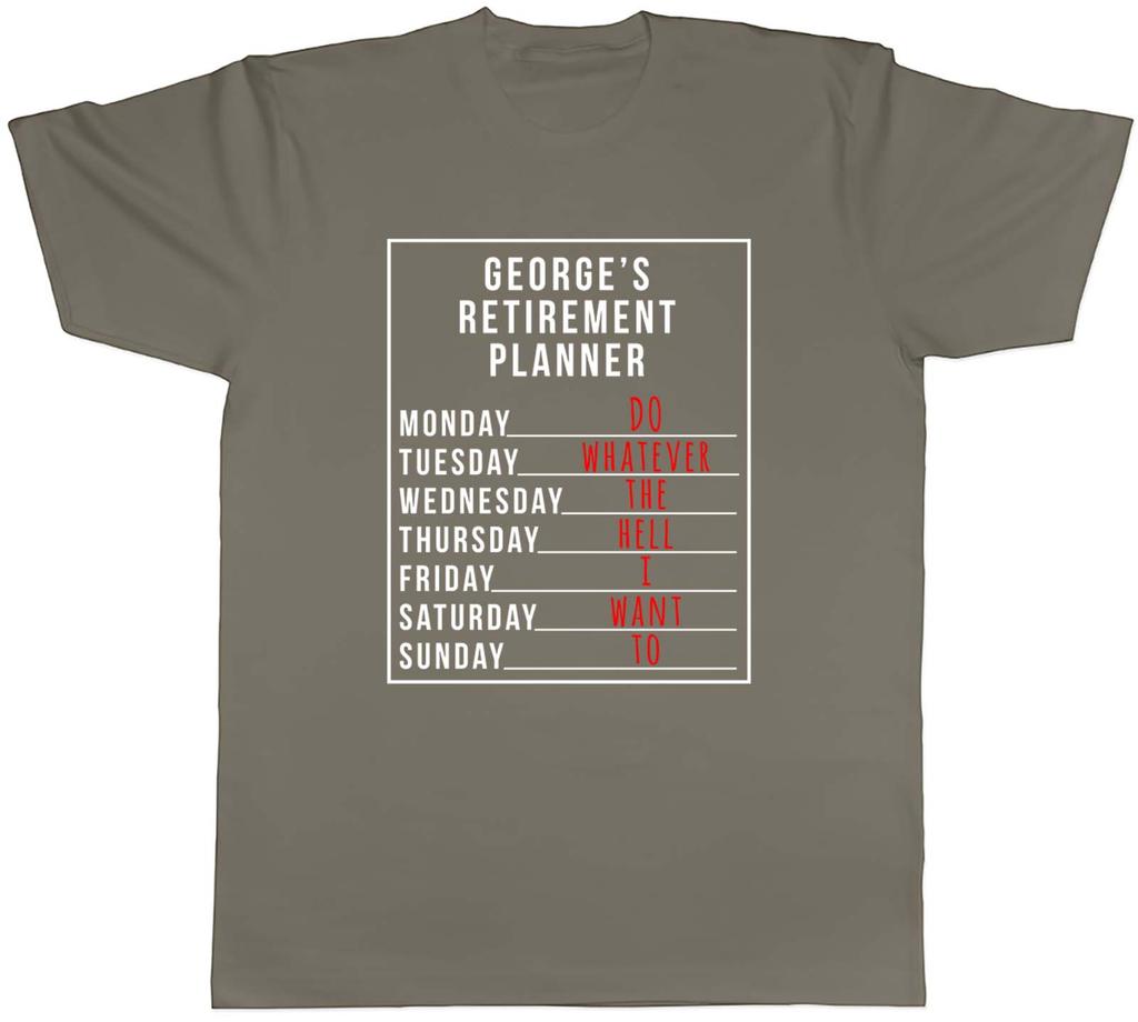 Personalised Retired Retirement Planner Mens Unisex TShirt Tee Gift