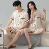 Ice Silk Pajamas Couple 1011 New Summer Thin Short-sleeved Shorts Can Be Worn Outside a Man's and a Woman's Pajamas Loungewear
