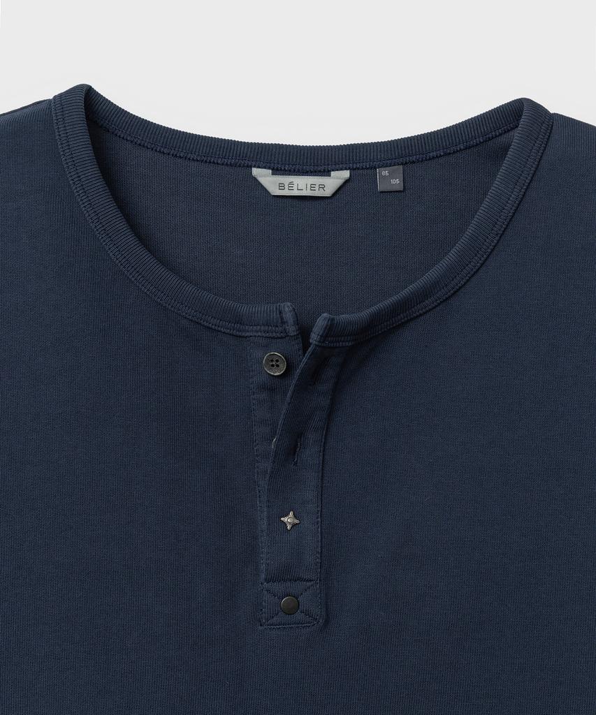 Bellie Variant Henley Neck T-Shirt - Washed Navy