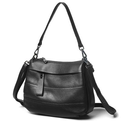 Echte Leder-Pendler-Handtasche mit mehreren Fächern - Vielseitige Luxus-Umhängetasche für Damen mit doppelten Trägern