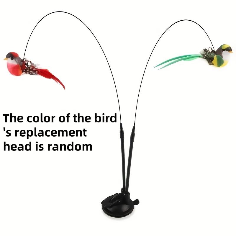 3pcs Cat Toy Set - Simulated Bird Teaser with Nylon Feathers, Double Rod Strong Suction Cup and Bell for Interactive Training and Boredom Relief