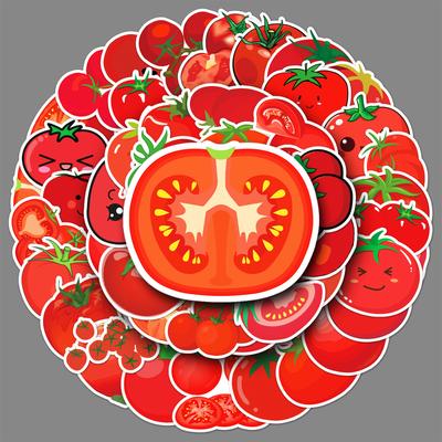 50 Tomaten Doodle Aufkleber Cartoon Niedliches Obst und Gemüse Dekorative Wasserbecher Handyhülle Computer Kühlschrank Aufkleber