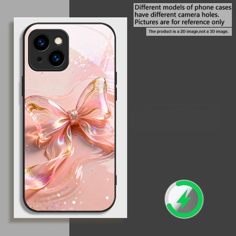 

Transparent crystal bow suitable for iPhone 17 Pro Max 16E 15 Pro 14 13 Plus 12 mini 11 XR X 7 8 16 Air black Glass Phone Case iPhone 8
