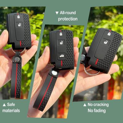 A Set/Keychain + Key Case For Toyota Prius Gen Ii Corolla Verso 2.0 D4D Camry Prius Silicone Key Case Cover Shell Organizer