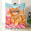 Cool Cat Relaxing On a Sunny Beach Patterned Flannel Blanket Perfect for the Bedroom Living Room, Sofa, or a Little Nap
