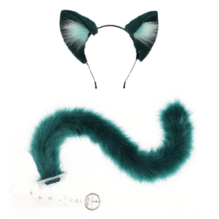 Animal Cosplay Costumes Cats Ears Foxes Tail Plush Fuzzy Animal Ears Hairhoop Foxes Tail Halloween Dress Up Party Props