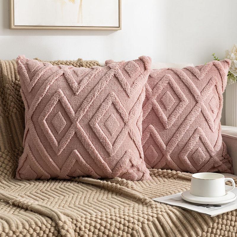 

2pcs Boho Abstract Throw Pillow Covers, Soft Plush Polyester Fabric, Geometric Pattern, Zipper Closure Cushion Cases for Couch, Sofa, Bedroom 45X45CM Pillowcase only