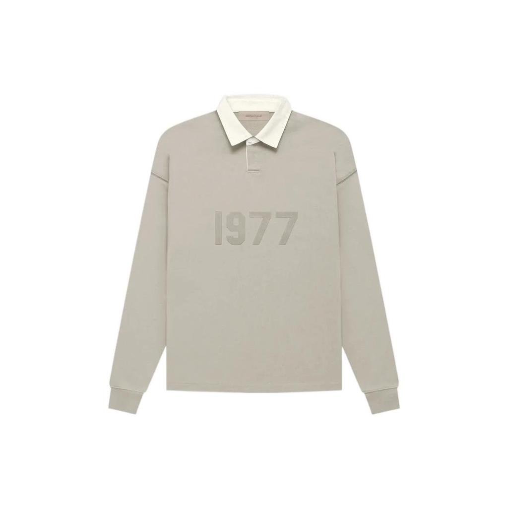 Fear of God Essentials Fall-Winter 2022 Henley Rugby Long Sleeve Polo With Flocked Numbers Unisex Tops Smoke FOG-FW22-097