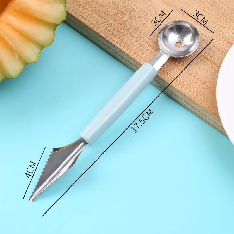 

2 in1 Dual-head Stainless Steel Carving Knife Fruit Watermelon Ice Cream Baller Scoop Stacks Spoon Kitchen Accessories Home