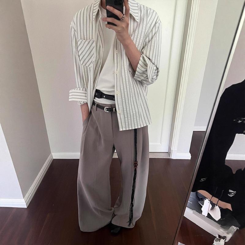 Spring and Autumn Striped Shirt Men's High-end Versatile Long-sleeved Casual Sun Protection Jacket