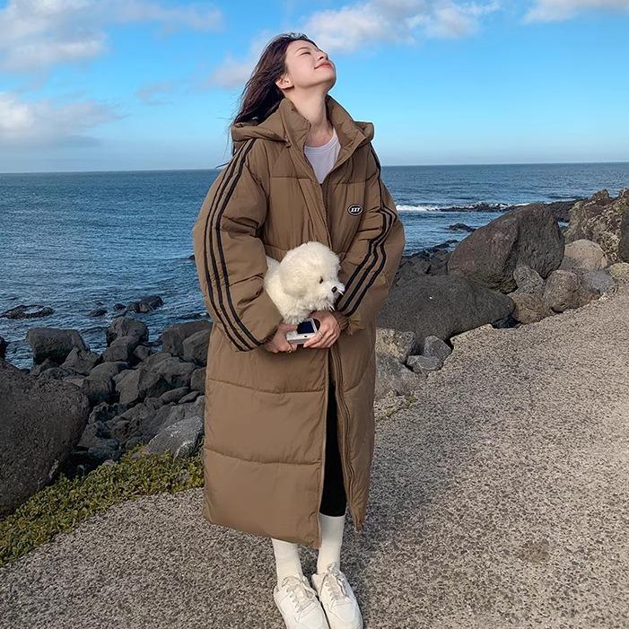 

Новое зимнее свободное пуховое хлопковое пальто для женщин, длинное хлопковое пальто с утолщением в корейском стиле для невысоких людей XXL
