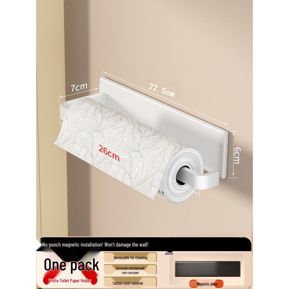 Magnetic Wall-Mounted Kitchen Organizer: Holds Paper Towels, Wraps, and Trash Bags.