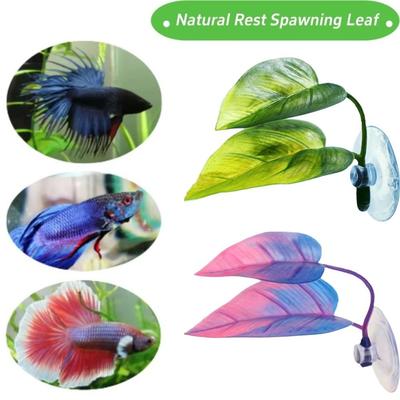 1/2pcs With Suction Cup Betta Fish Rest Leaf PP Artificial Betta Fish Leaves Fish Spawning Resting