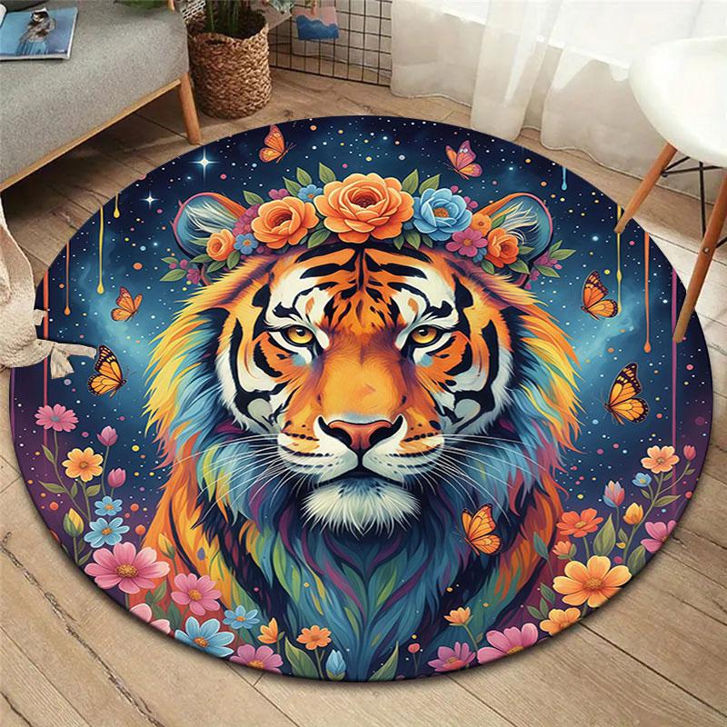 Liquidpaintanimals Round Area Rug,Carpet Rug for Living Room Bedroom Sofa Playroom Decor,Non Slip Floor Mat