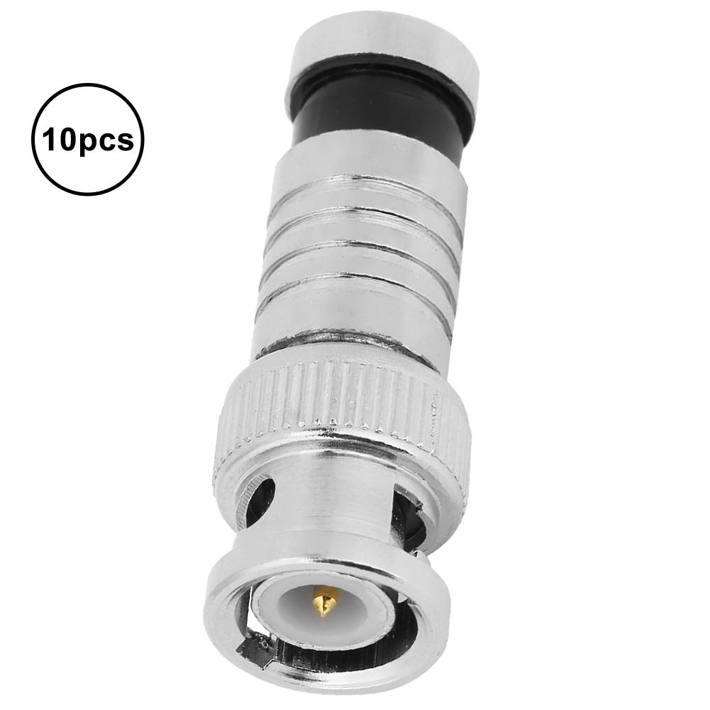 10pcs BNC Compression Male Connector FR Coaxial Q9 Adapter for RG59 CCTV Systems