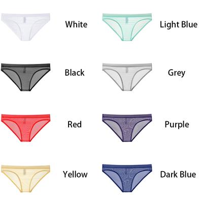 Herren-Slip, weich, atmungsaktiv, vollständig transparent, nahtlos, Netz-Unterwäsche, Eisseide, niedrige Taille