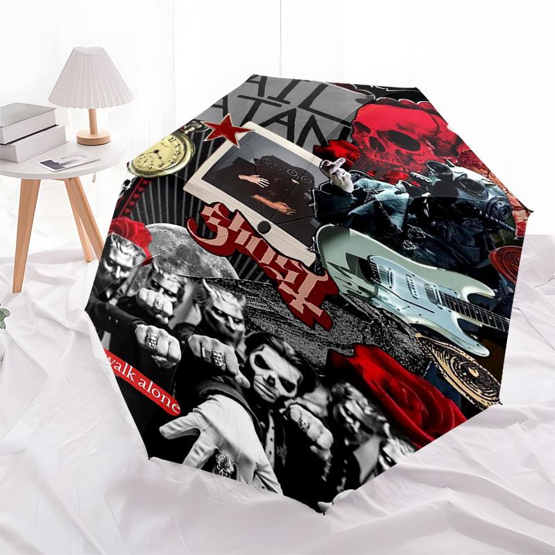 1pc Satan Ghost Automatic Open, Windproof, Compact Travel Umbrella, Gift for Birthday, Christmas, Business 93018