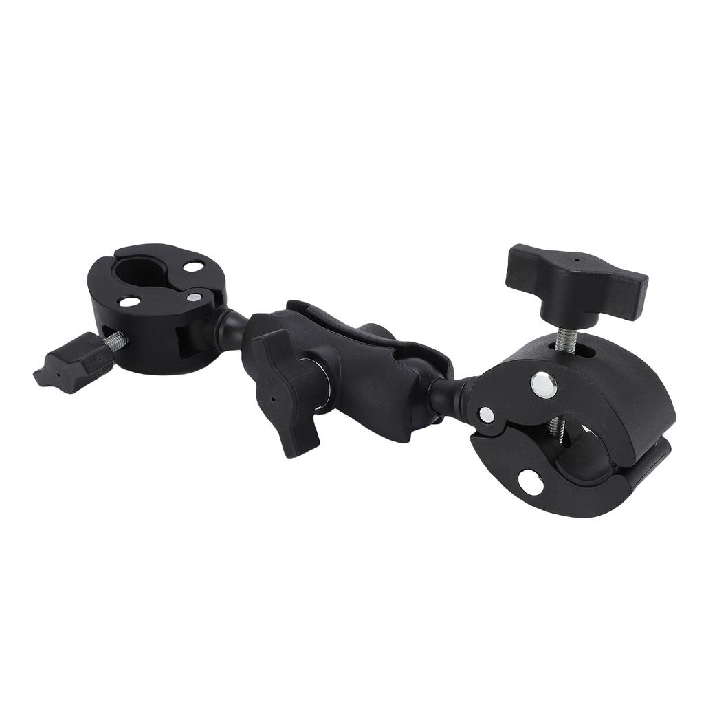 Double Clamp Mount Bracket with 360 Degree Ballhead Articulating Arm Umbrella Holder Camera Clamp Pole Clamp for