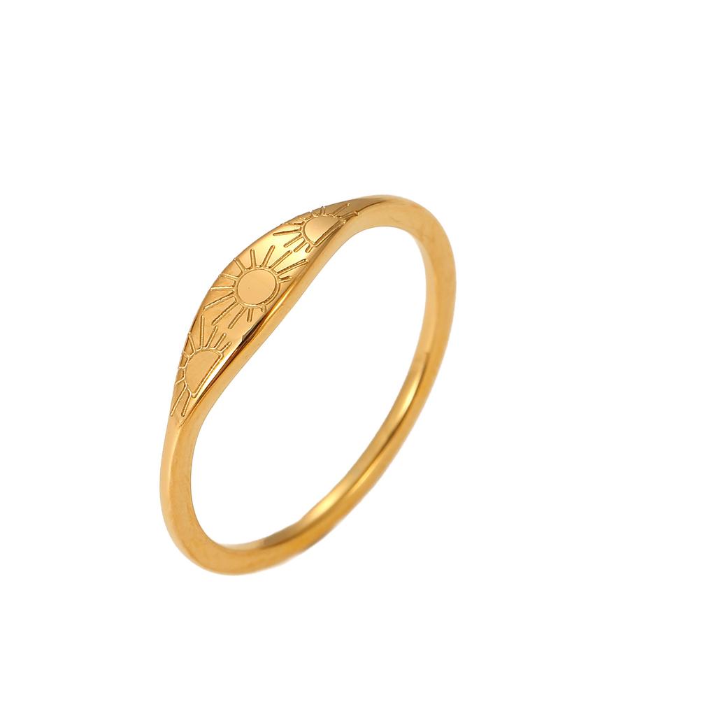 Vintage Gold Light Luxury Ring, Titanium Steel Non-fading Plain Ring, Female Niche Setting, Student Ring Ins Tide