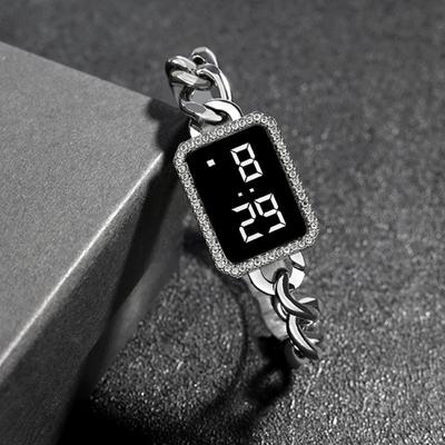 Orologio Elettronico Multifunzione Controllo Touch Donna Impermeabile per la Vita Quadrato Moda Strass LED Digitale