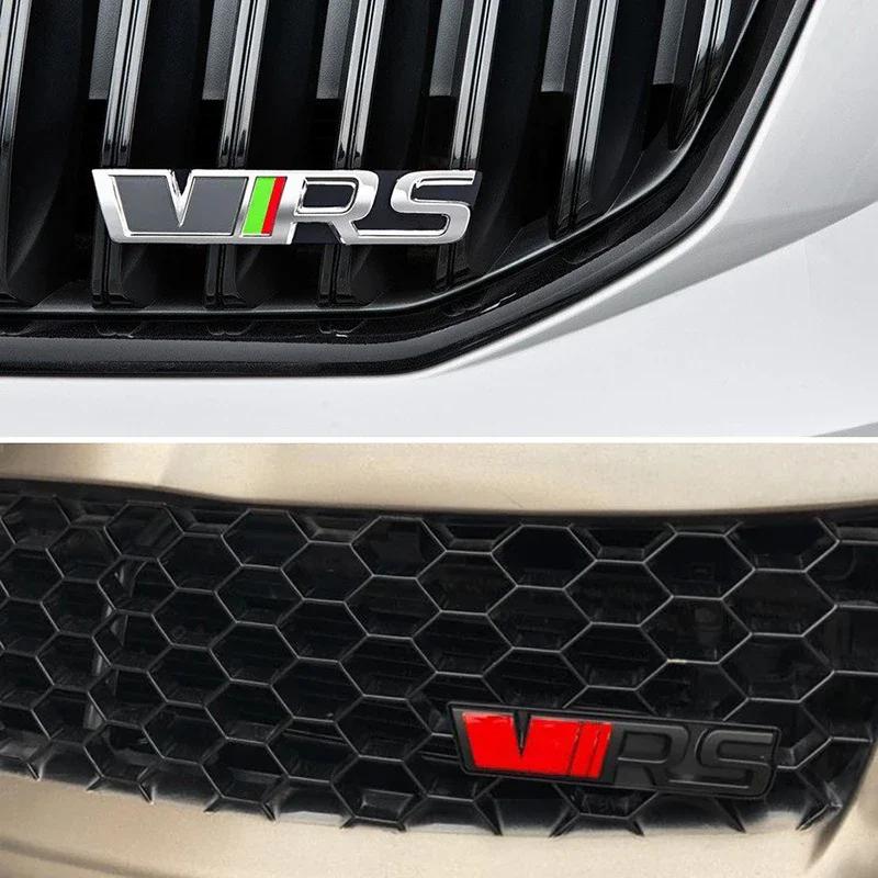 VRS Logo Car Front Grille Emblem Metal Badge Decoration for Octavia Rs Fabia Rapid Superb Kodiaq Yeti Citigo Vision Kodiak