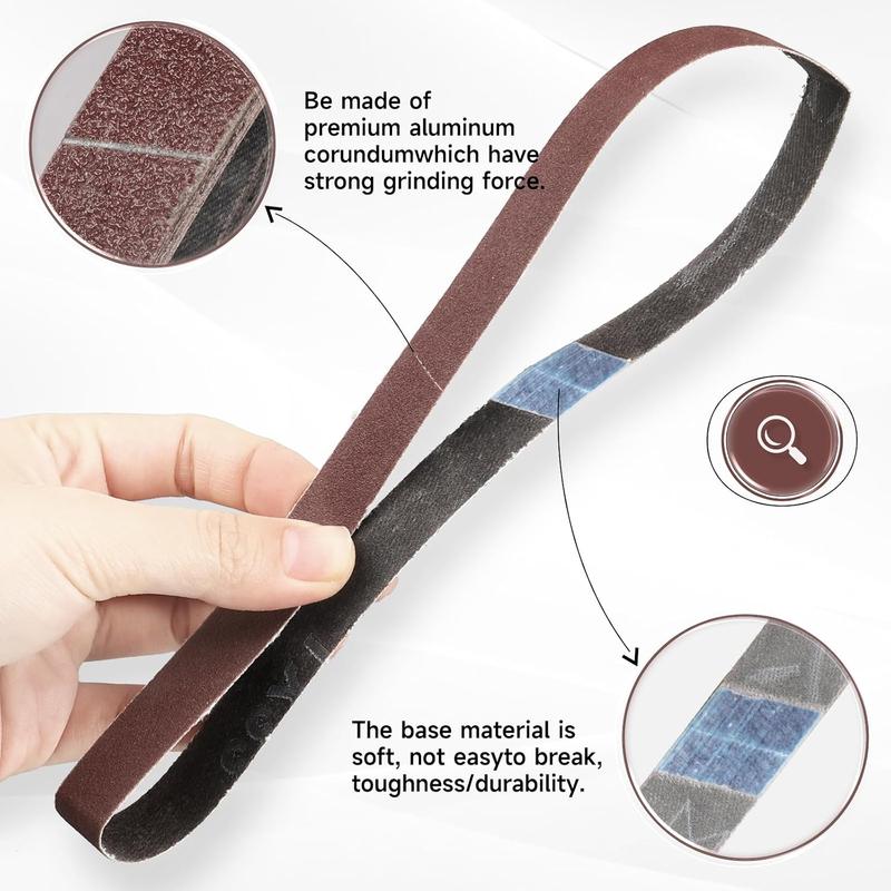 10Pcs 20X520mm Sanding Belt Sander Accessories Abrasive for Metal Wood Furniture Grinding Suitable for Pneumatic Sander