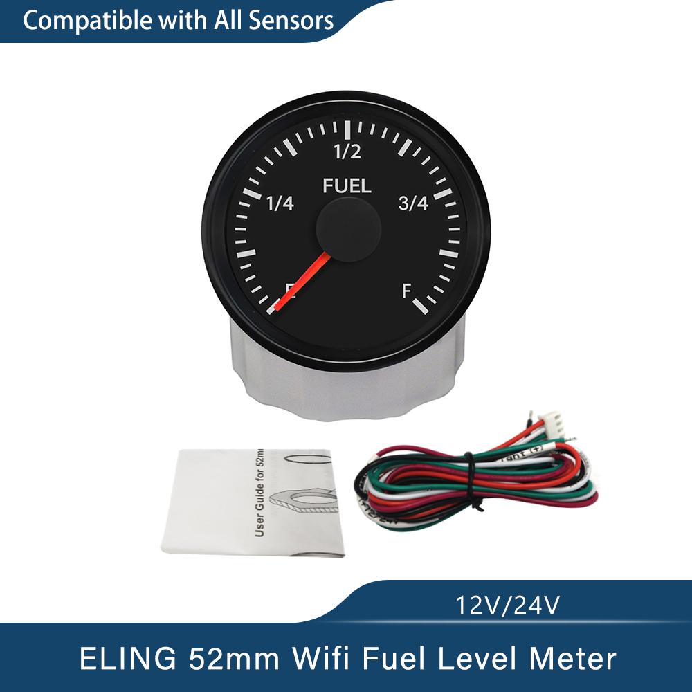 ELING 52mm WiFi Electrical Fuel Level Meter Compatible with All Types and Ranges Ohm Signal Sensor DC 9-32V for Car Tractor BN