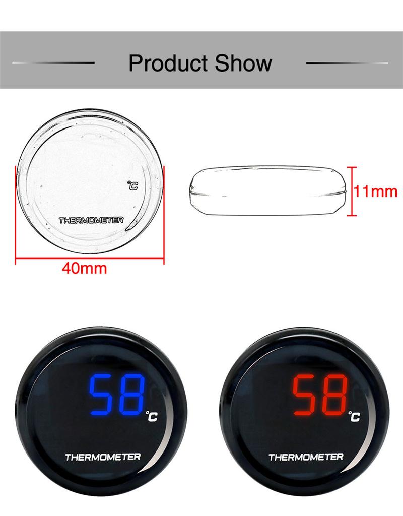 Universal Motorcycle Thermometer Instruments Water Temp Temperature LED Digital Display Gauge Meter With 22mm Temp Temperature Sensor Adapter