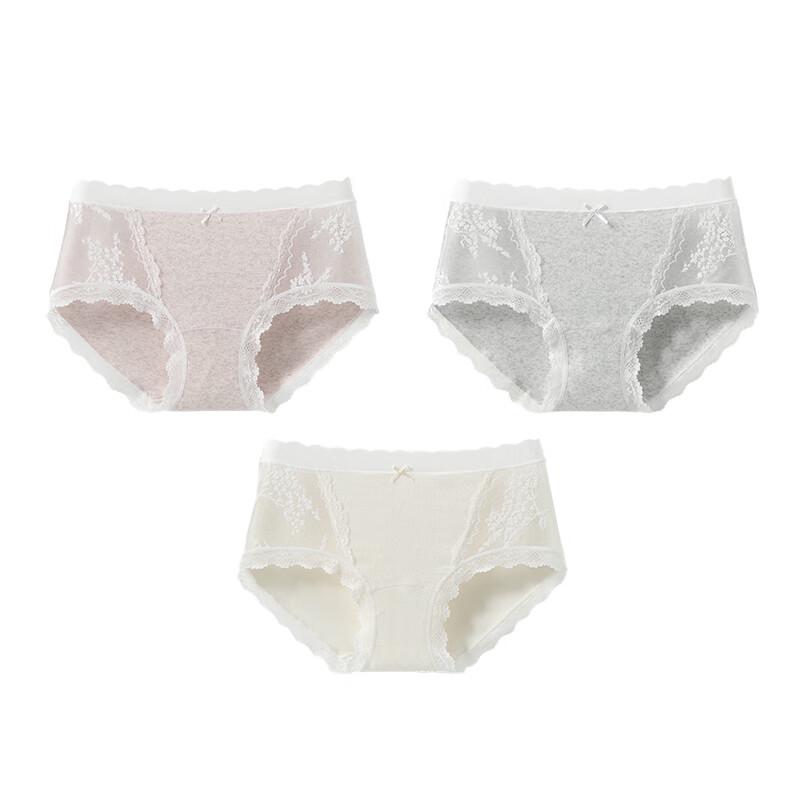 MaoRen Women's Sexy Lace Mid-Waist Briefs 3-Pack