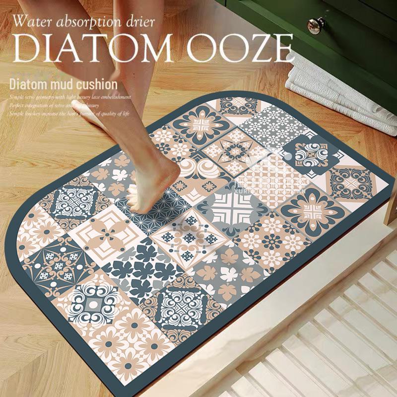 

Коврик для ванной с диатомовой грязью в американском стиле - быстросохнущий, нескользящий, впитывающий воду коврик для пола или входа 60*90CM