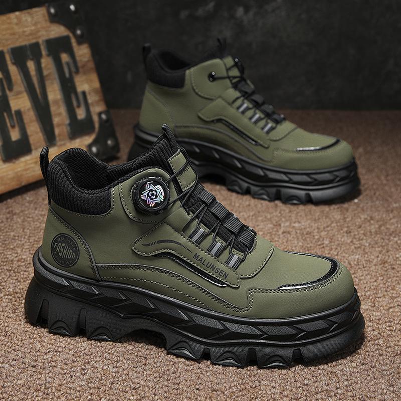 2025 autumn men's shoes new high-top Martin boots men's British retro platform tooling shoes casual short boots