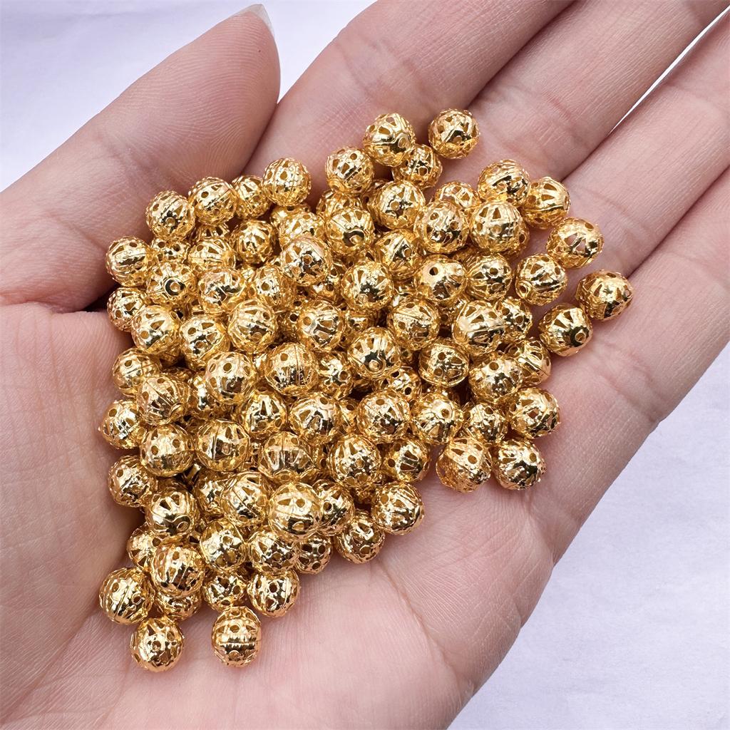 Space Loose Beads For DIY Neckalce Beacelet Hollow Charms Bead Silver Gold Plated 4-12mm