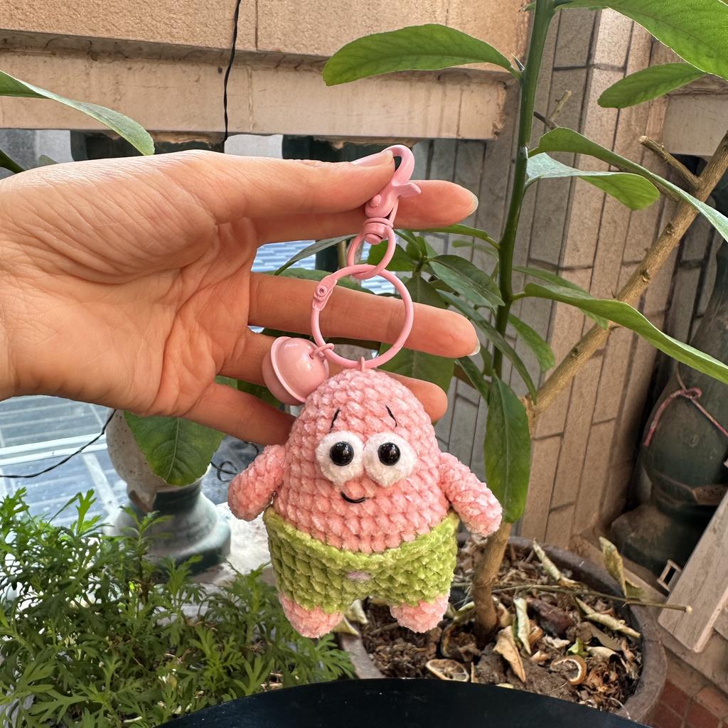 Handmade wool crocheted cartoon sunny day doll dog pig sheep chicken fox rabbit animal diy doll head key chain bag decoration