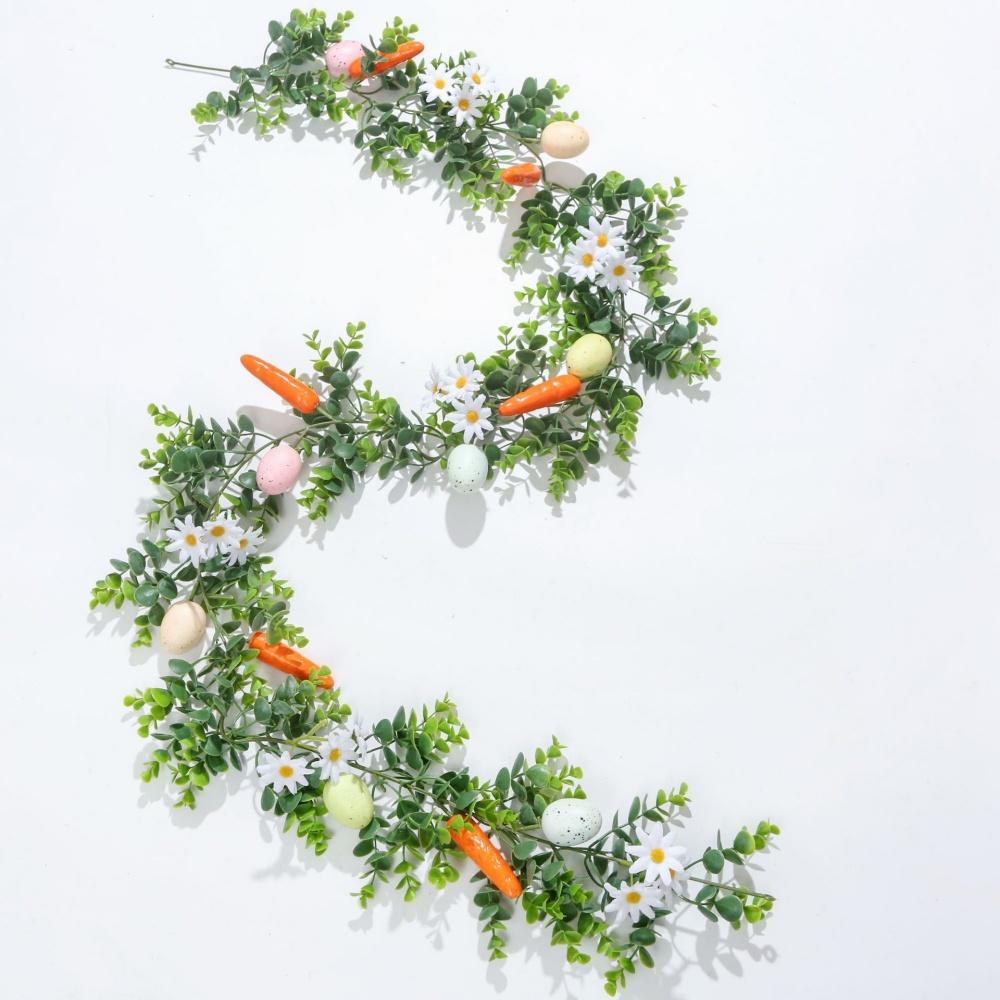 Easter Egg Spring Wreaths Vines Artificial Flower Garland Multi Colored Hanging Wall Decoration For Doorways, Table Centerpieces