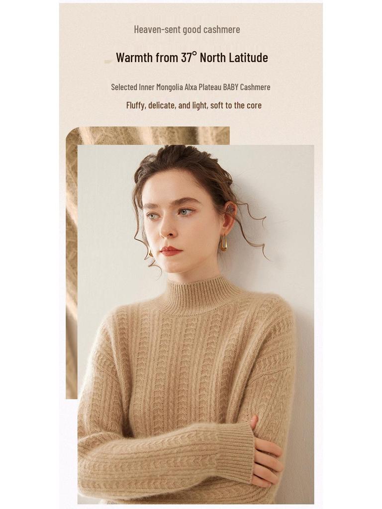Women's Slim Fit Cashmere High Neck Knit Pullover - Thick, Stylish, Casual, and Elegant for Autumn/Winter