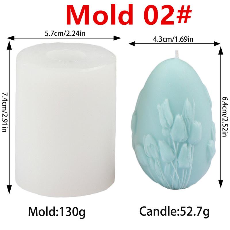 3D Easter Egg Silicone Candle Mold DIY  Rose Sunflower Phalaenopsis Patterns Easter Egg Candles Gypsum Home Decor Gift