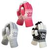 3 Pairs Touch Screen Gloves Snow Flower, Warm Knit Winter Gloves Christmas Gifts Stocking Stuffers for Women Men