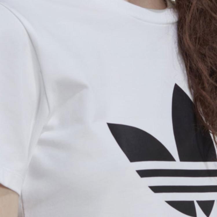 Adidas Originals Clover SS22 Logo Print Drawstring Side Crew Neck Short Sleeve T-Shirt Women Tops White HS2598