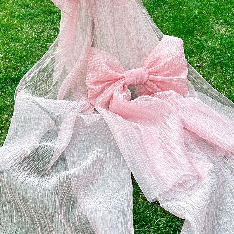 Xmas Large Pink Ribbon Bowknot Decoration Princess Girl Birthday Party Wedding Bridal Baby Shower Arch Cover Room Hanging Decor