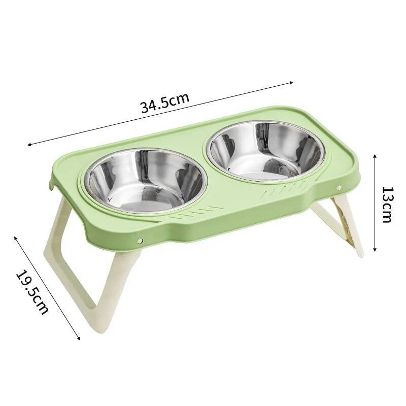 Foldable Cat Bowl Double Pet Bowl Stainless Steel Puppy Dog Feeder Water Food Bowl With Stand Feeding Dish Drinker Pets Supplies