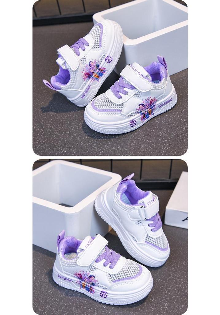 2026 Girls' Cartoon Princess White Sports Shoes - Summer Casual Fashion for Big Kids