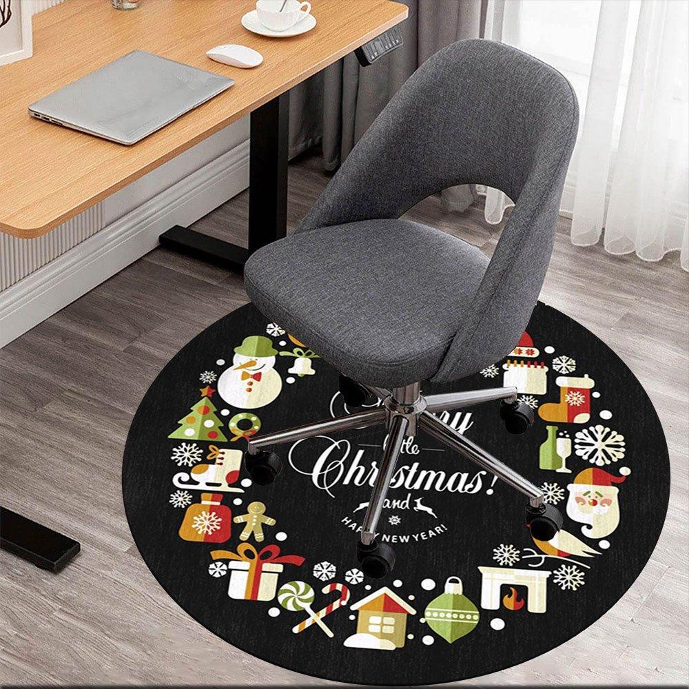 

Merry Little Christmas! Festive Wreath DesignRound Non-Slip chair mat chair carpet for office Rugs for Office Decor Gift For Valentine s Day Mother s 80cm by 80cm