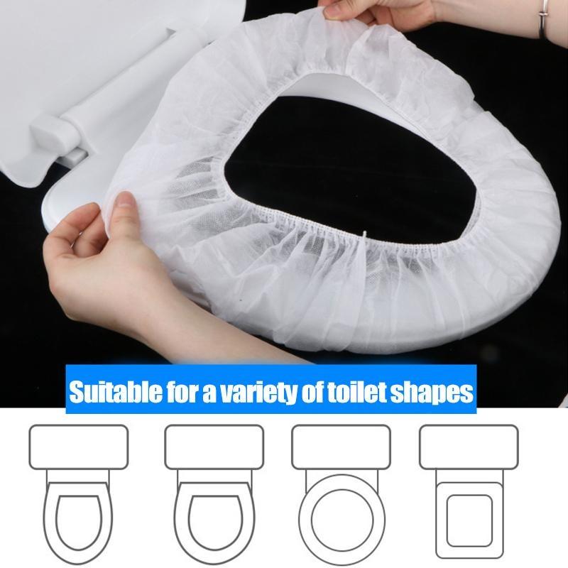 10PCS Disposable Toilet Seat Cover Double-layer Thick Non-woven Portable Travel Camp Hotel Bathroom Full Coverage Waterproof Toilet Cover